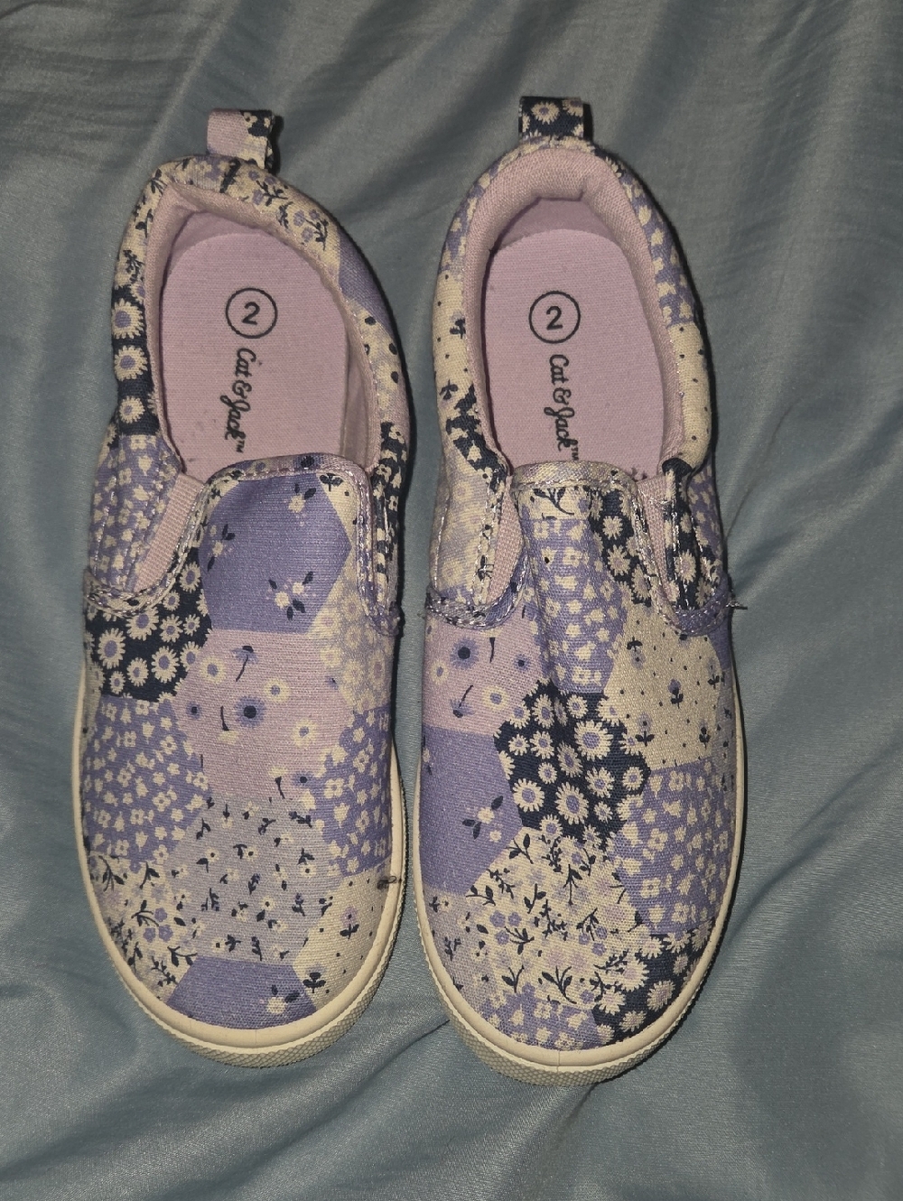 Cat & Jack Lilac Floral Patchwork Slip-On Sneakers
